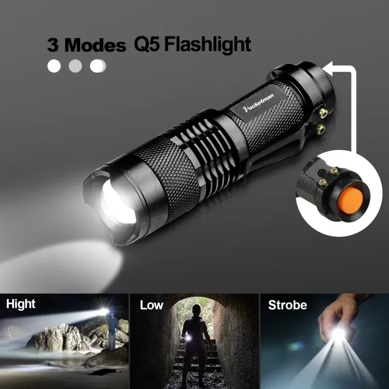 פנס טקטי קומפקטי Q5 LED – אור בכל מצב - תמונה 5