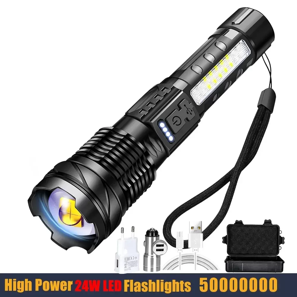 פנס טקטי עוצמתי 24W עם סוללת 18650