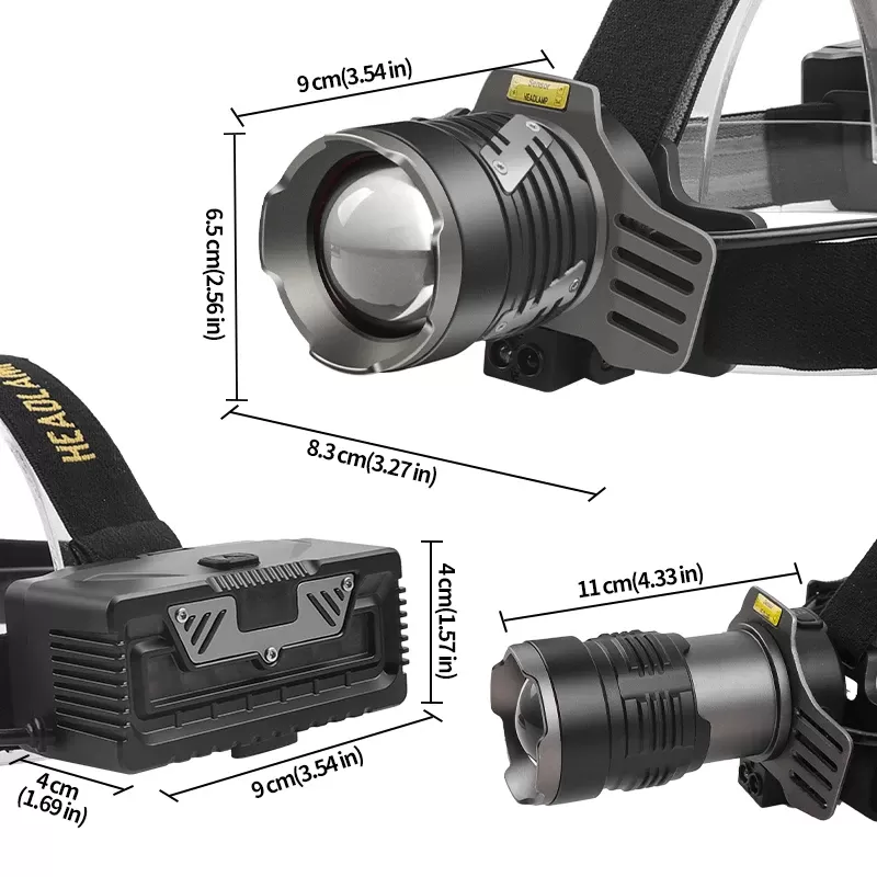 פנס ראש נטען XHP360 LED עוצמתי - תמונה 5