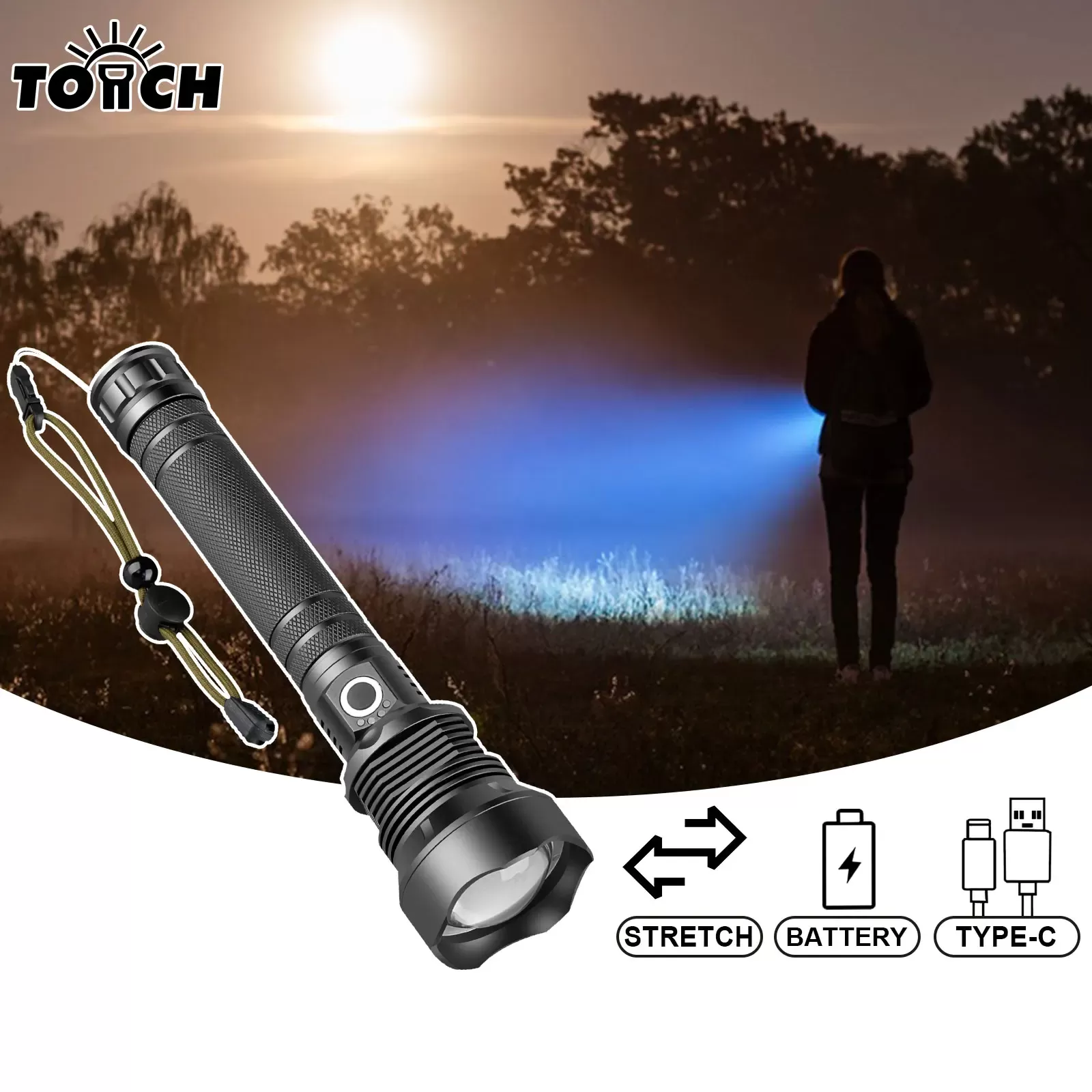 פנס LED נטען עם עוצמת אור גבוהה