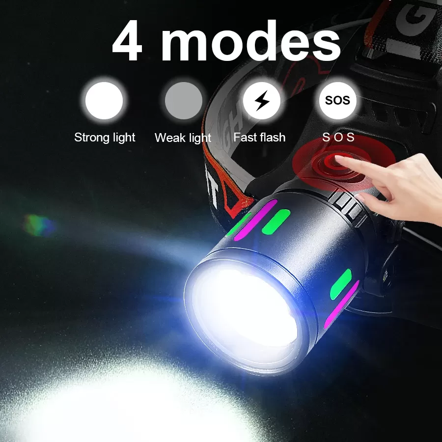 פנס ראש LED נטען 1000000LM - עוצמה ואיכות - תמונה 4