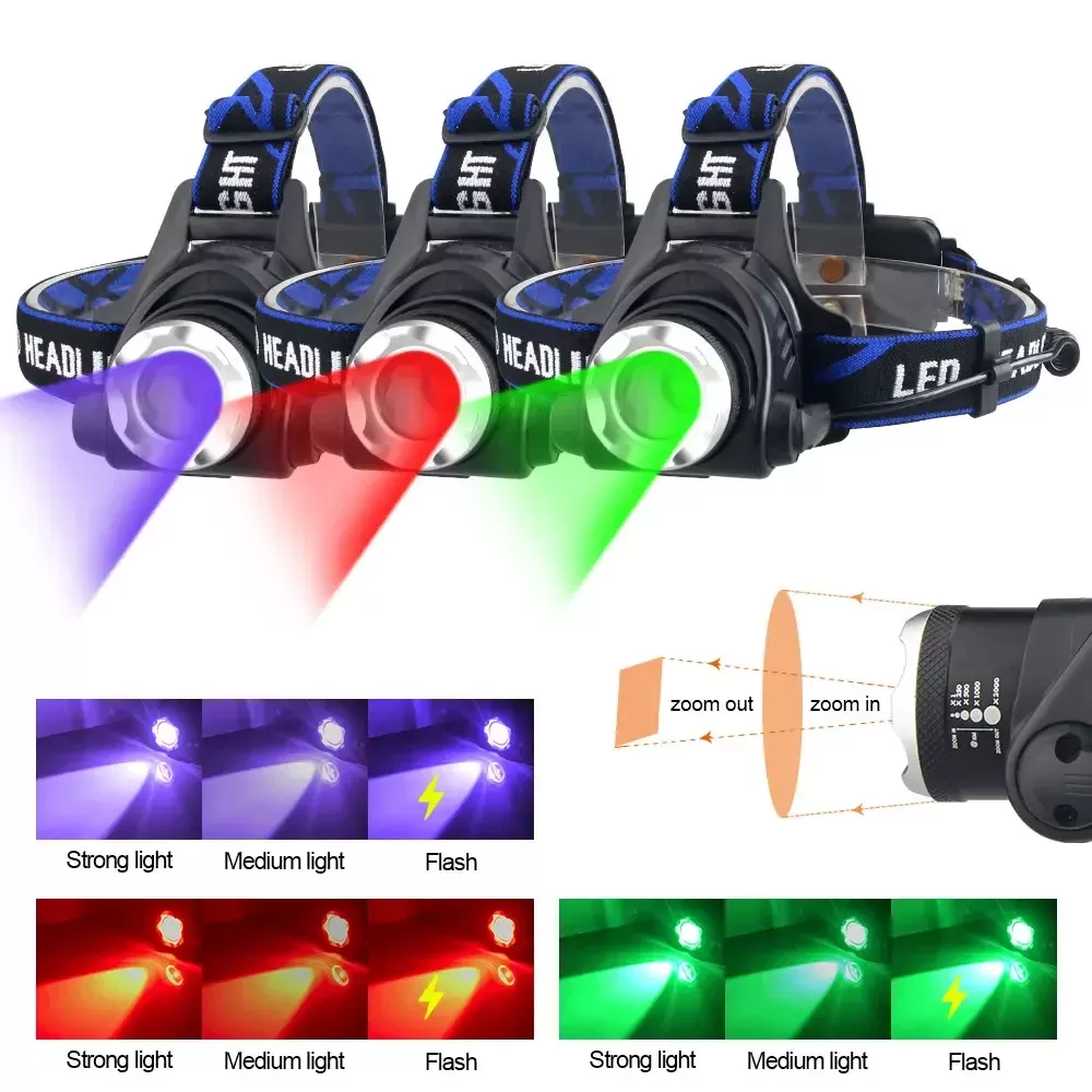 פנס ראש LED אדום וירוק לפעילויות חוץ - תמונה 2