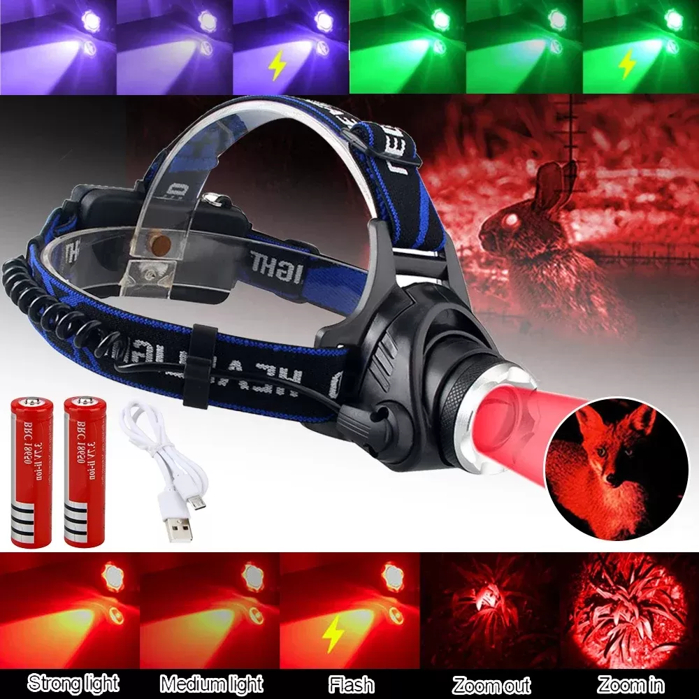 פנס ראש LED אדום וירוק לפעילויות חוץ