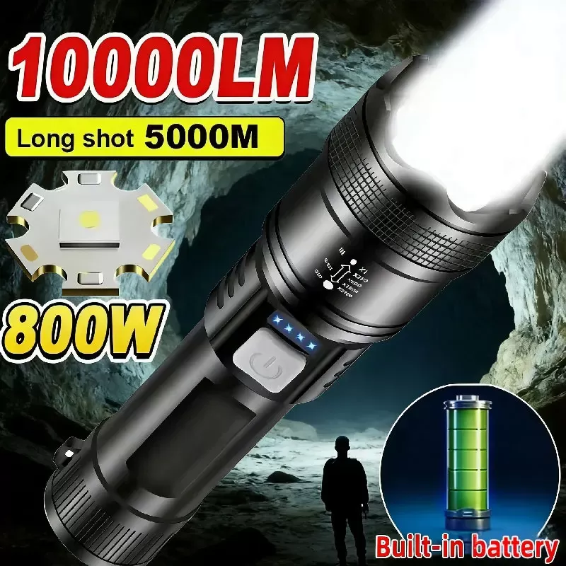 פנס טקטי עוצמתי 5000LM עם סוללה встроена