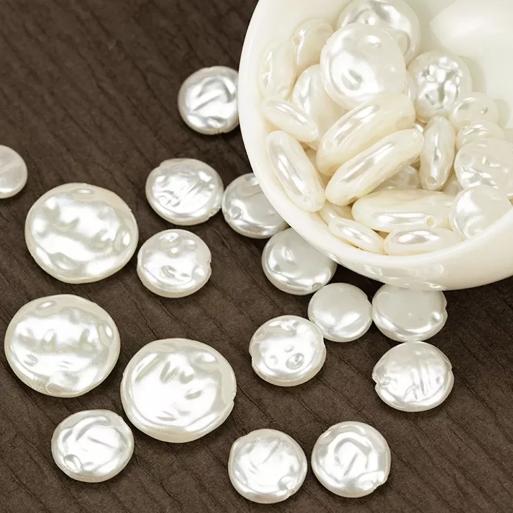 8 10 12MM 100Pcs 70Pcs ABS Shell Flat Pearl Sheet Shape Loose Spacer Faux Beaded for Jewelry Making DIY Beadwork Accessories