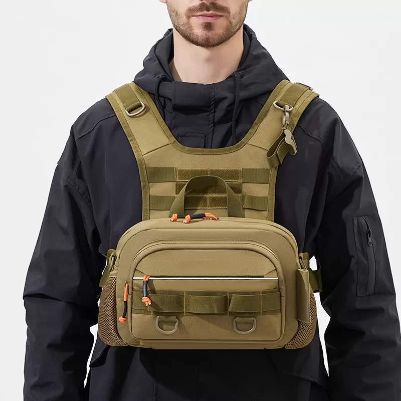 Men Chest Bag Tactical Fishing Backpack with Rod Holders Lure LUYA Vest Gear Storage Pack Molle Outdoor Hiking Funny Pouch