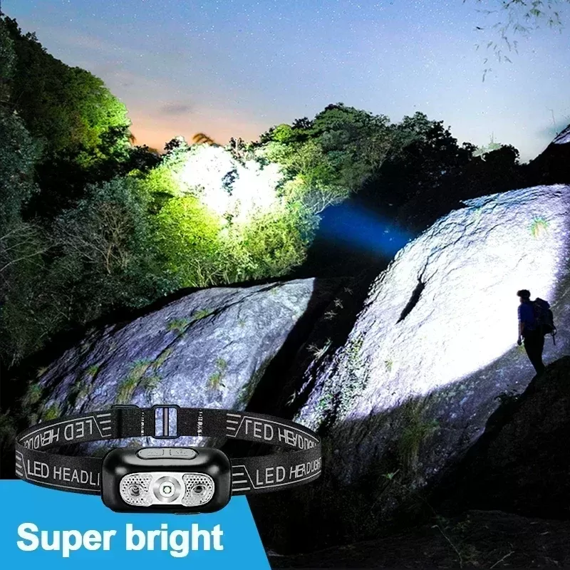 פנס ראש חזק עם חיישן LED נטען USB - תמונה 2