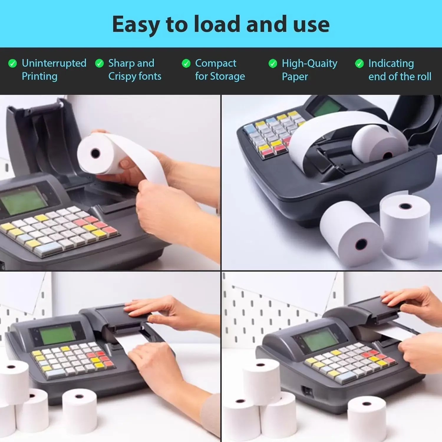 80X80mm Tharmal Paper Till Rolls for PDQ Machines 1 Roll Thermal Receipt Roll Card Machine Printer Paper Rolls - תמונה 4