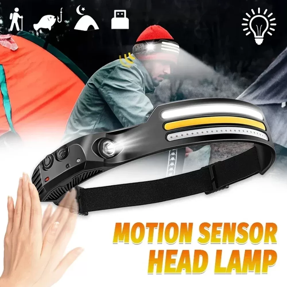 פנס ראש נטען עם חיישן LED COB