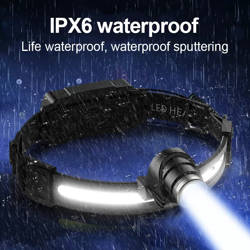 פנס ראש XPG+COB עוצמתי עם טעינה USB Type-C - תמונה 6