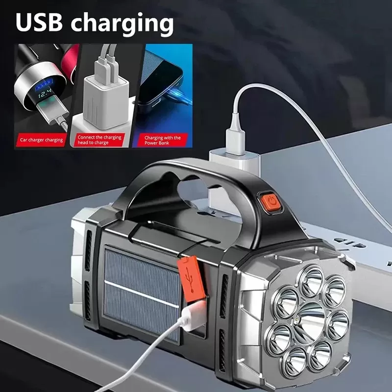פנס נטען USB עם אור LED וסולארי - תמונה 4