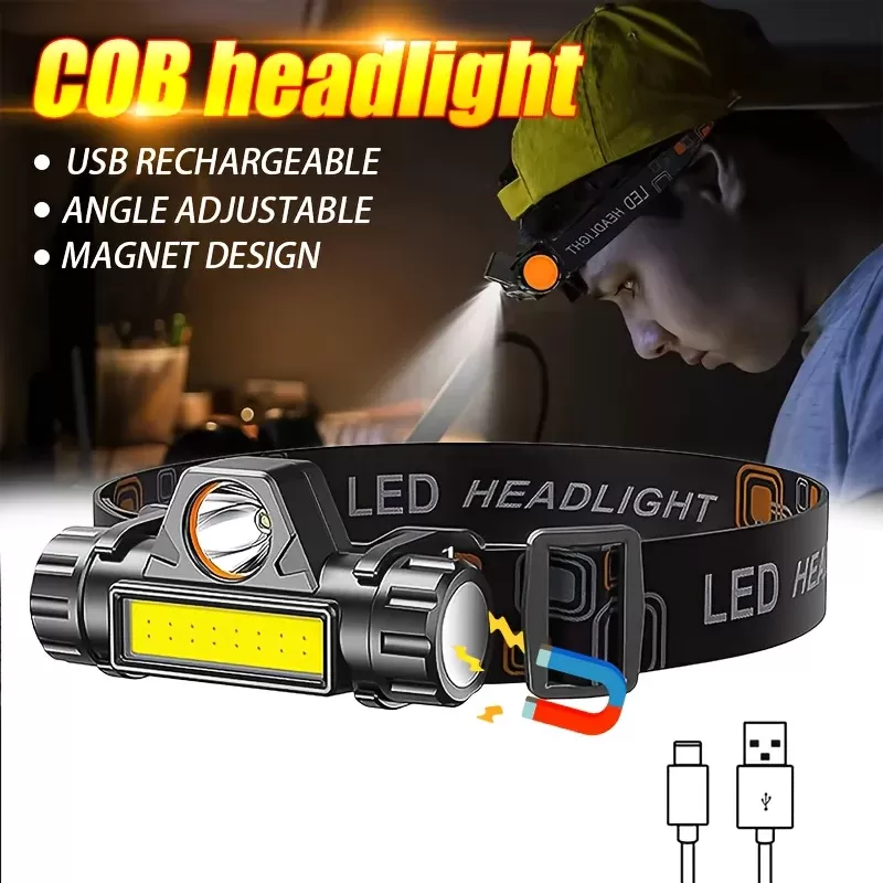 פנס ראש נטען עם LED COB עוצמתי