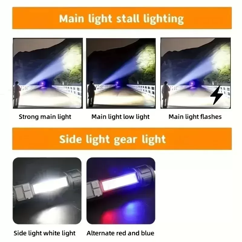 פנס טקטי LED עוצמתי עם טעינה USB - תמונה 4