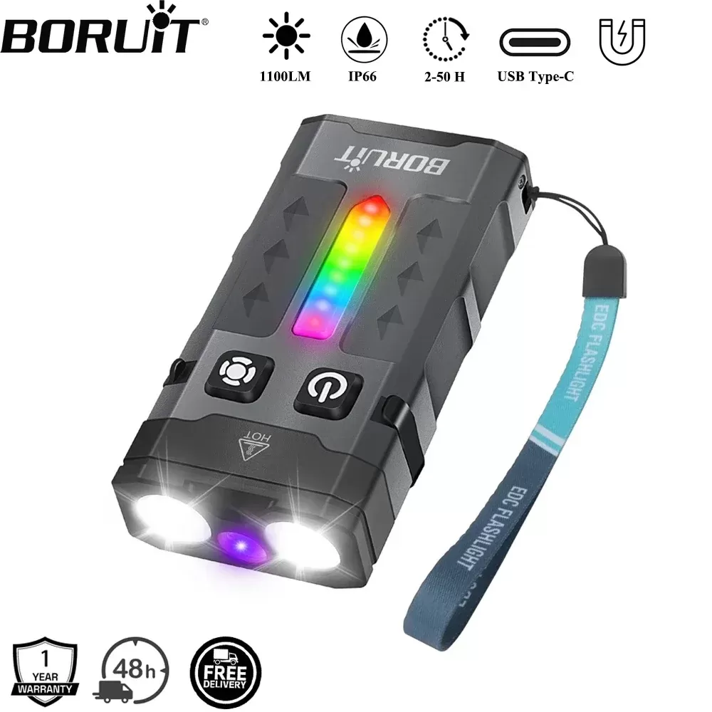 פנס מפתח BORUiT EV20 1100LM עם טעינה מסוג Type-C