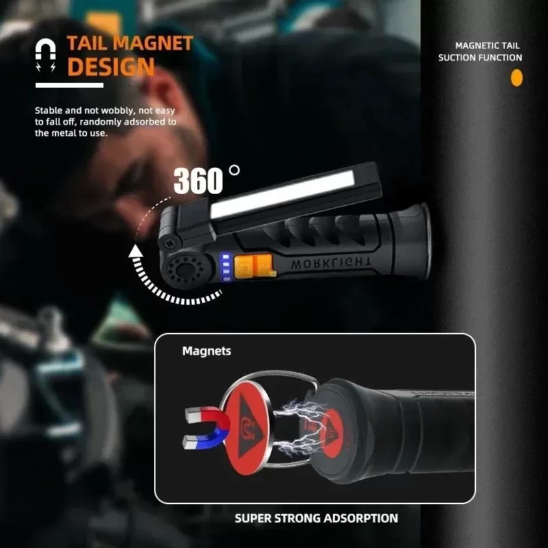 פנס COB נייד עם טעינה USB - תמונה 4