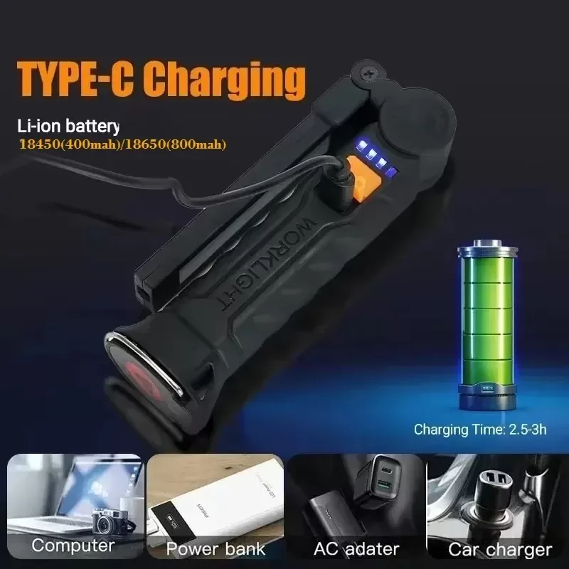 פנס COB נייד עם טעינה USB - תמונה 5