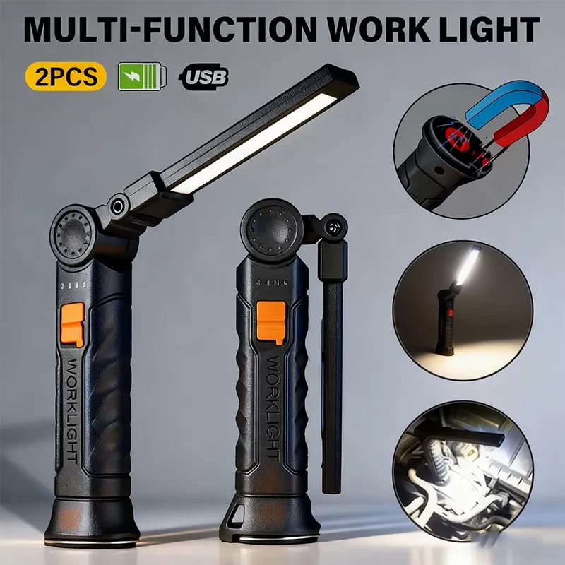 פנס COB נייד עם טעינה USB ואור עבודה מגנטי