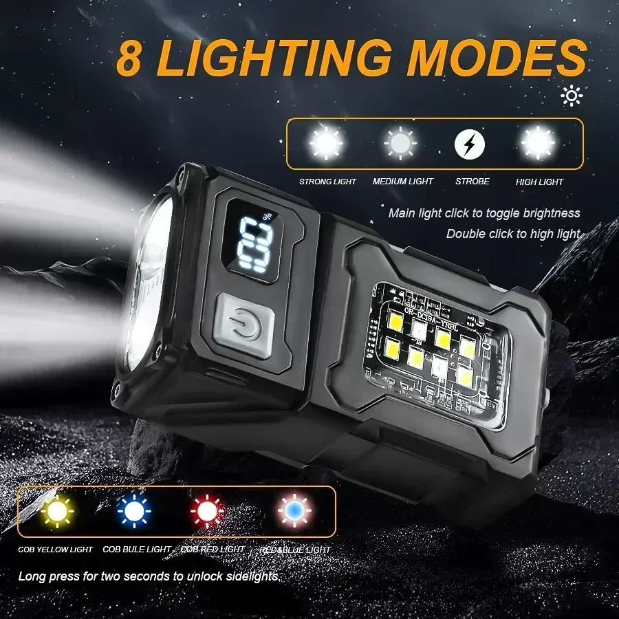 פנס מיני נטען LED עם קליפ ומגנט - תמונה 3