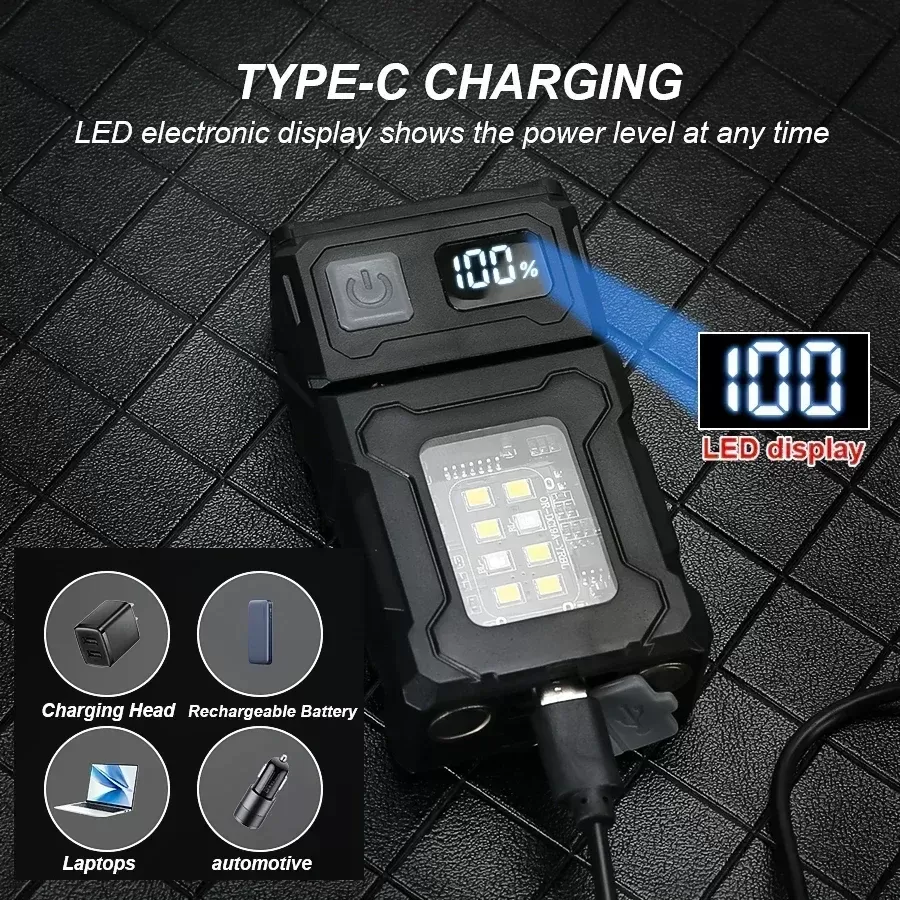 פנס מיני נטען LED עם קליפ ומגנט - תמונה 4