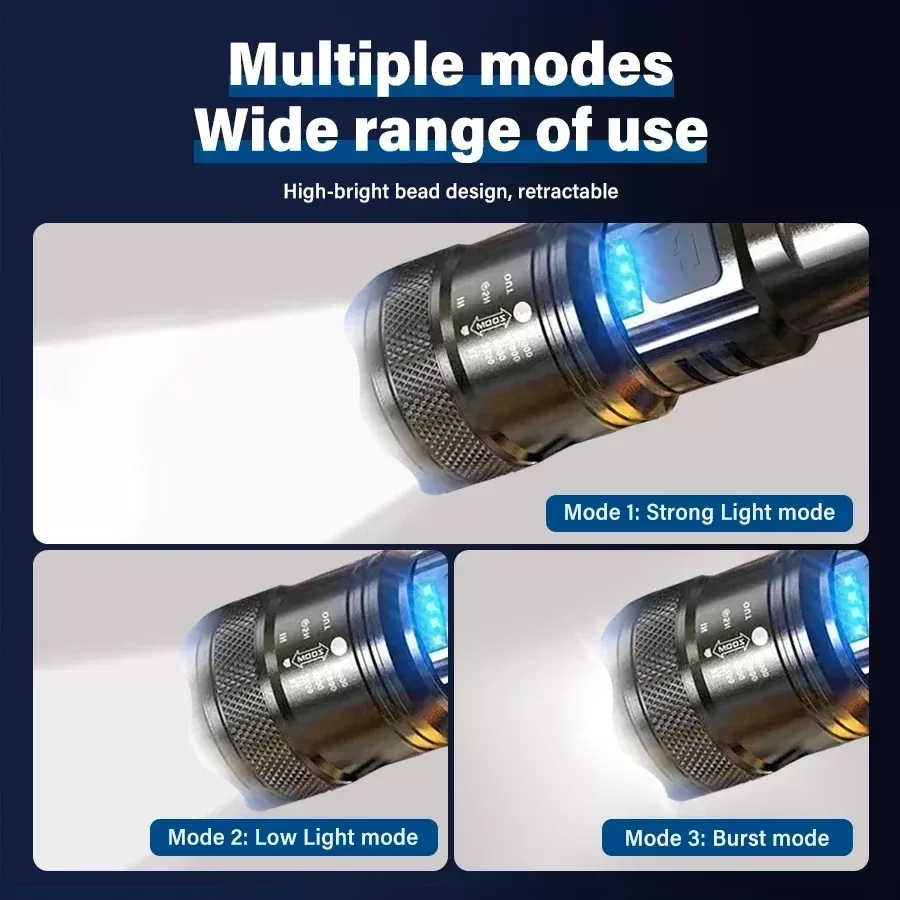 פנס LED נטען 2000LM - פנס טקטי איכותי - תמונה 2