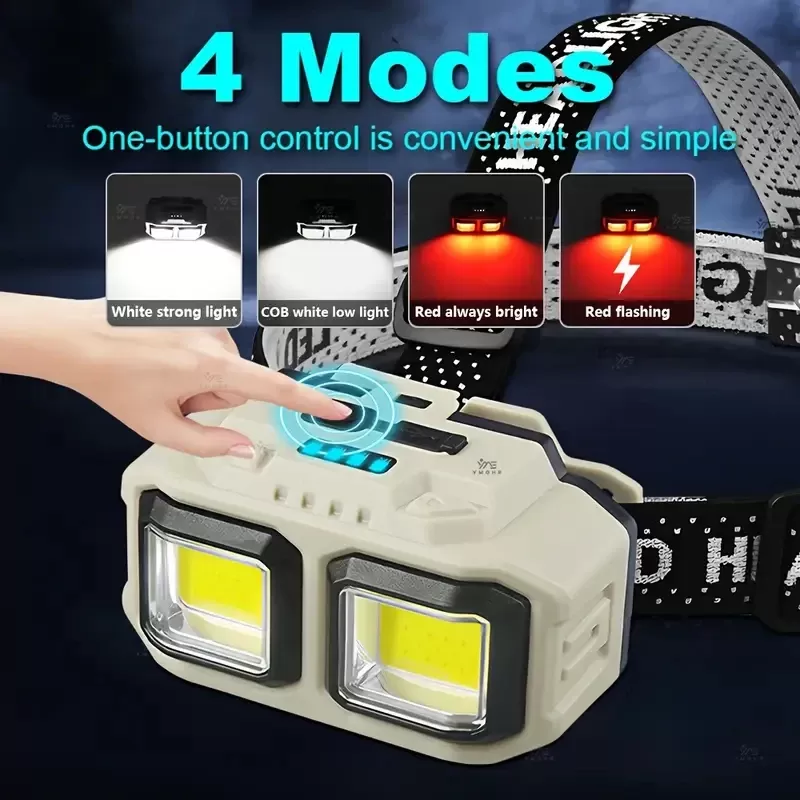 פנס ראש LED COB נטען עמיד במים - תמונה 2