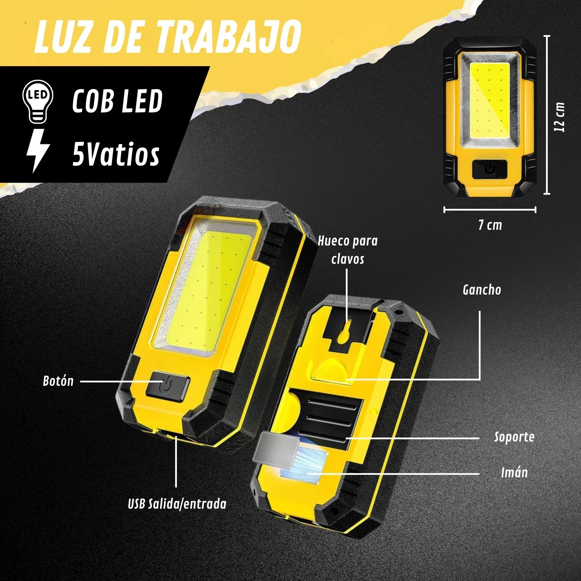 פנס עבודה נטען 4000mAh בהיר במיוחד - תמונה 6