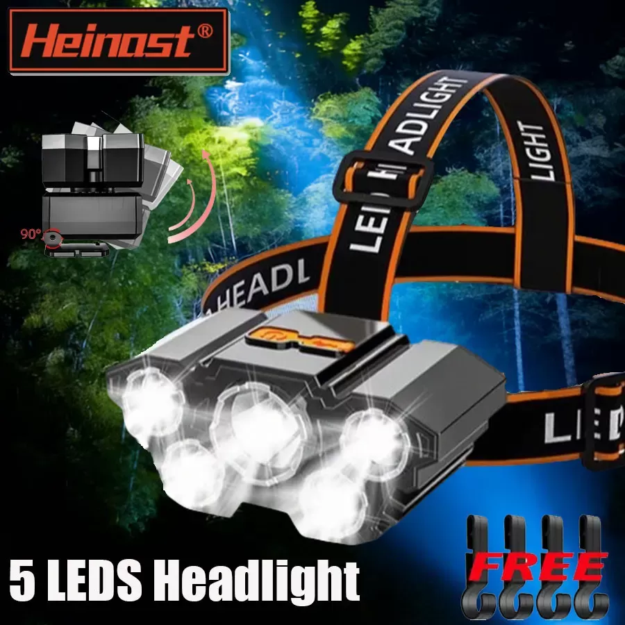 פנס ראש טקטי נטען עם 5 נורות LED