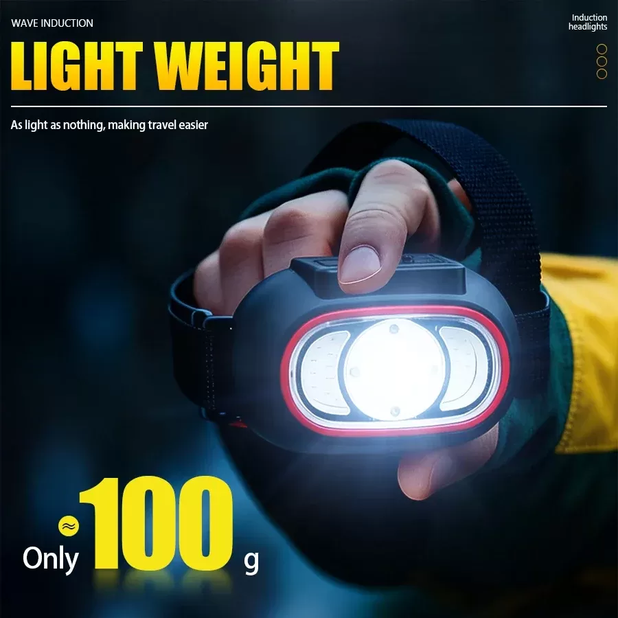 פנס ראש חזק עם 4 נורות LED נטען USB