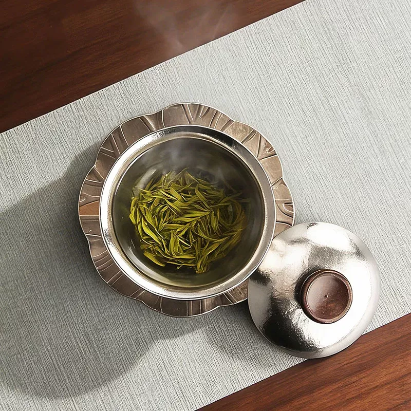 120ml Pure Titanium Gaiwan/Tea Bowl Set, Antibacterial,Preserving Freshness,Lightweight,Business gift,Outdoor Camping Tea Set - תמונה 5