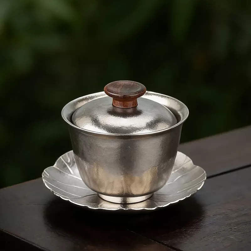 120ml Pure Titanium Gaiwan/Tea Bowl Set, Antibacterial,Preserving Freshness,Lightweight,Business gift,Outdoor Camping Tea Set