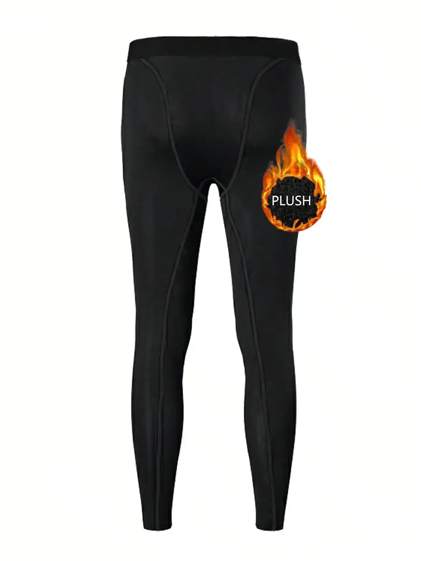 leggings תרמיים שחורים עם גרפיקה של להבה - תמונה 2