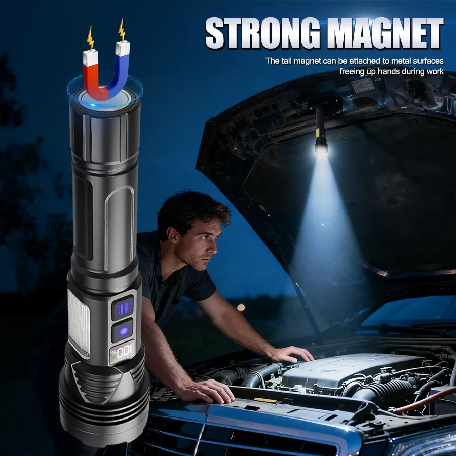 פנס ידני חזק עם מטען USB - 11 מצבים - תמונה 5