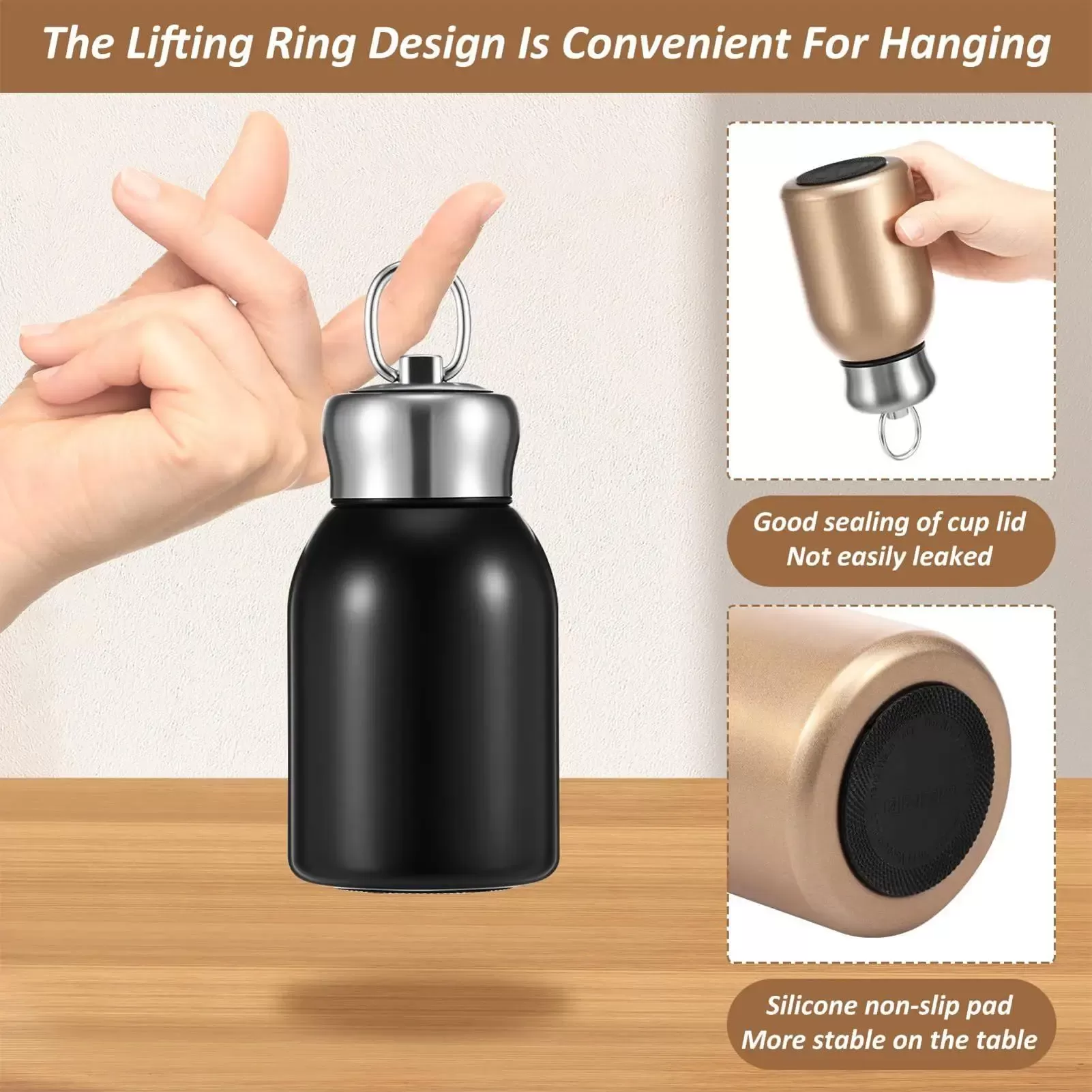 Mini Belly Cup Stainless Steel Thermos Cup Portable Carrying 300ml Vacuum Flask Insulated Hot Water Bottle for Travel Outdoor - תמונה 5