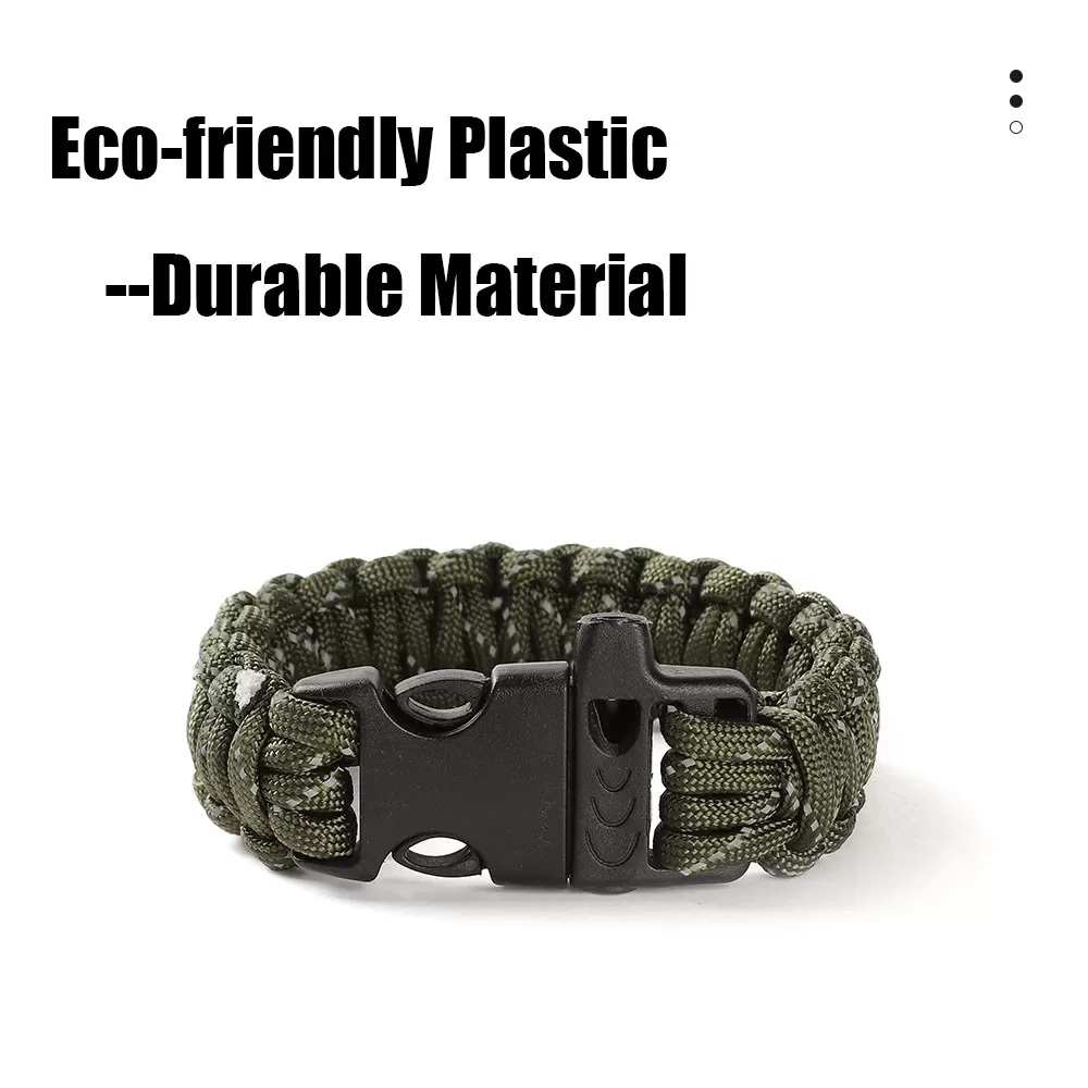 24.5cm Nine Core Reflective Paracord Escape Emergency Glowing Plaited Rope EDC Survival Saving Bracelet with Whistle Tools - תמונה 5