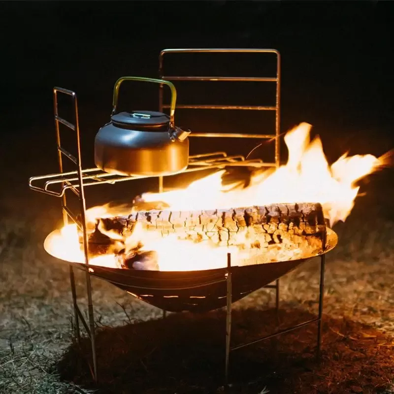 גריל קמפינג מתקפל למדורה עגול - איכות ונוחות - תמונה 3