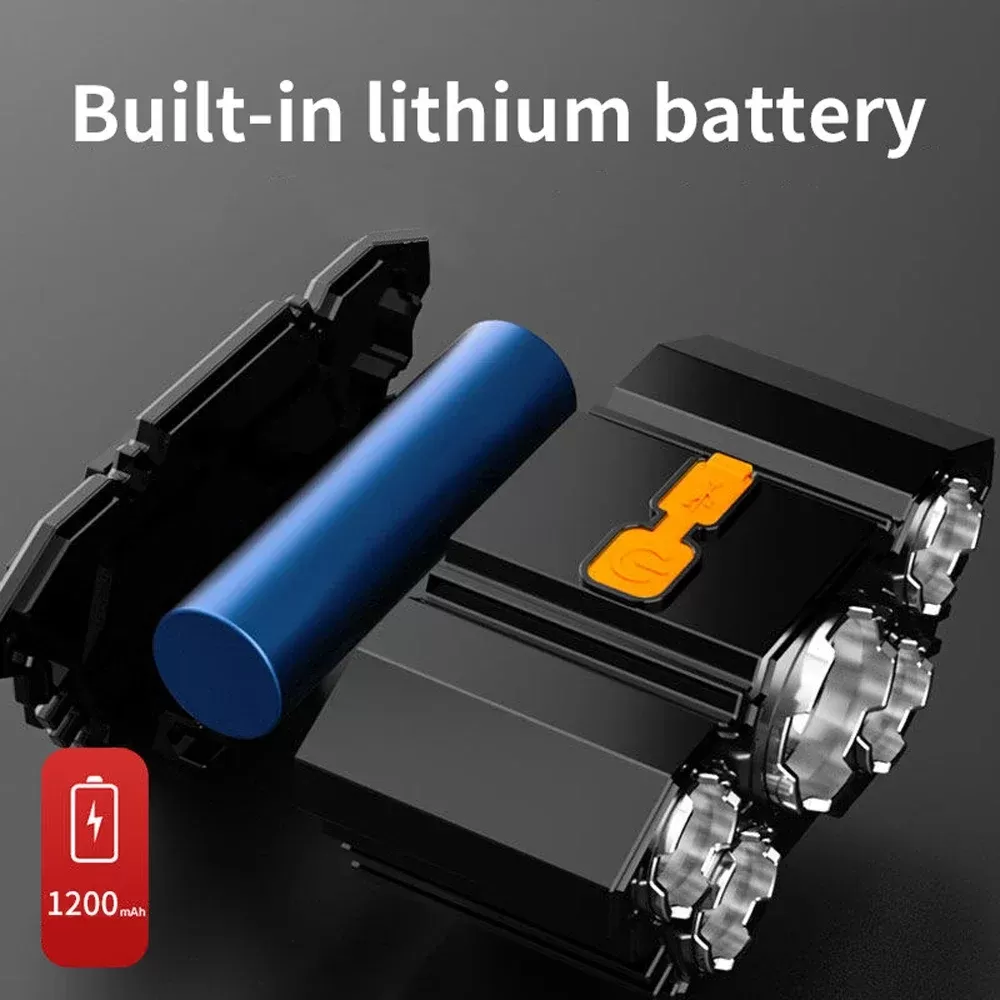 פנס ראש נטען USB עם 5 נורות LED - תמונה 6
