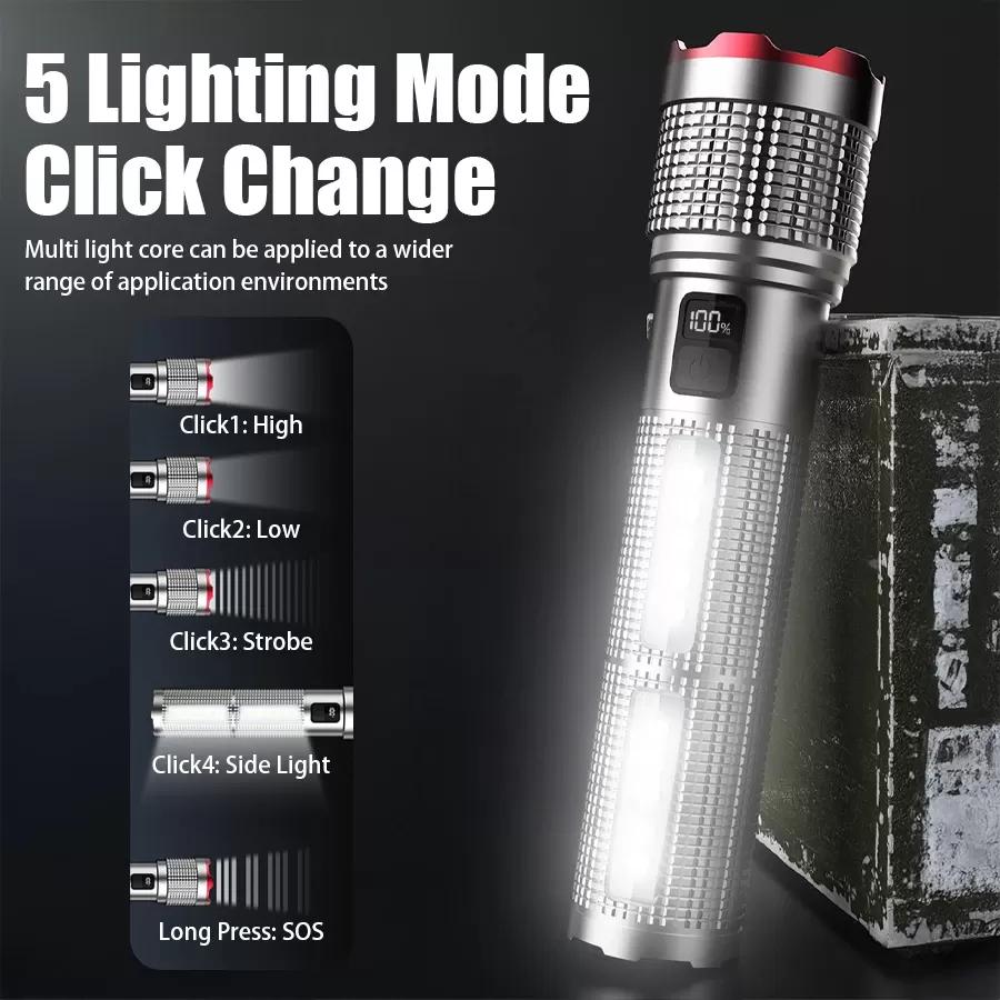 פנס LED נטען 5000 MAH עמיד במים - תמונה 2