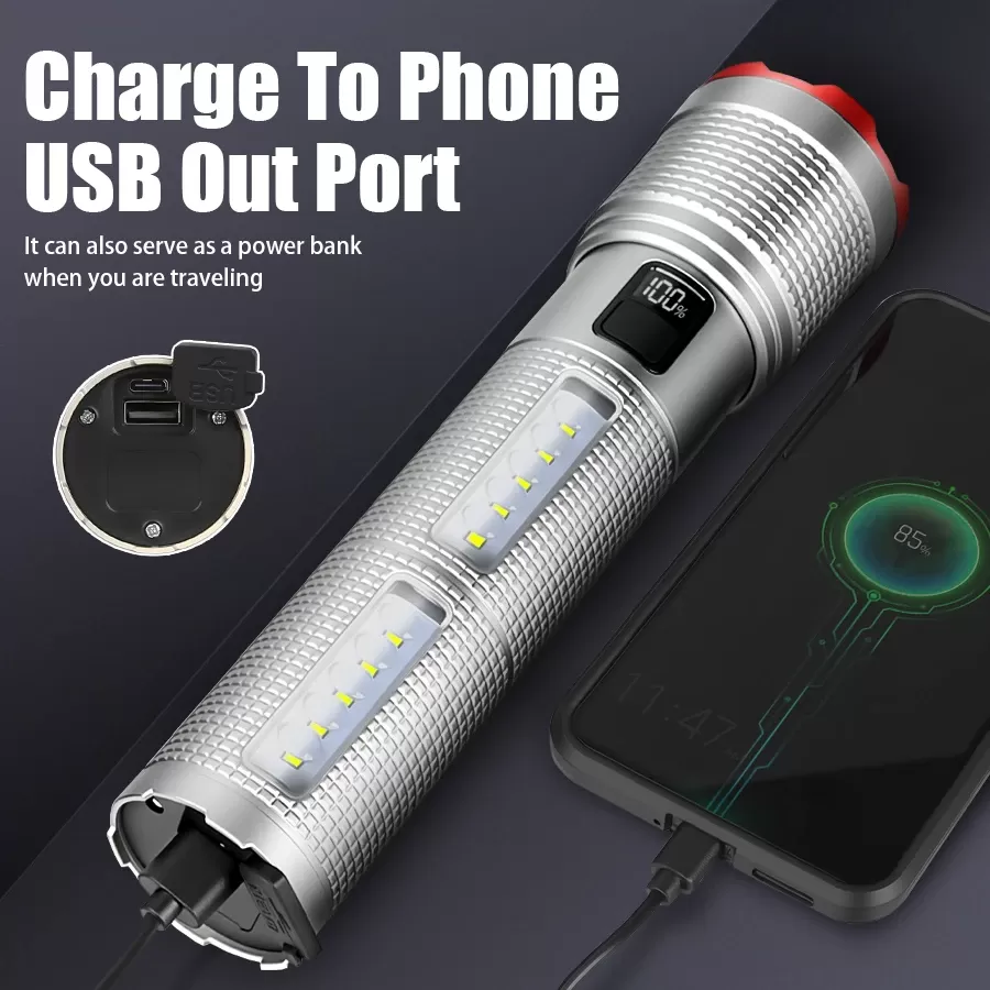 פנס LED נטען 5000 MAH עמיד במים - תמונה 5