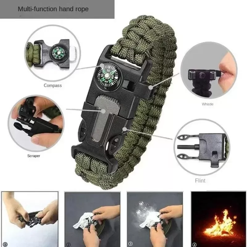 צמיד קמפינג חמש פונקציות עם מצפן ואבן אש