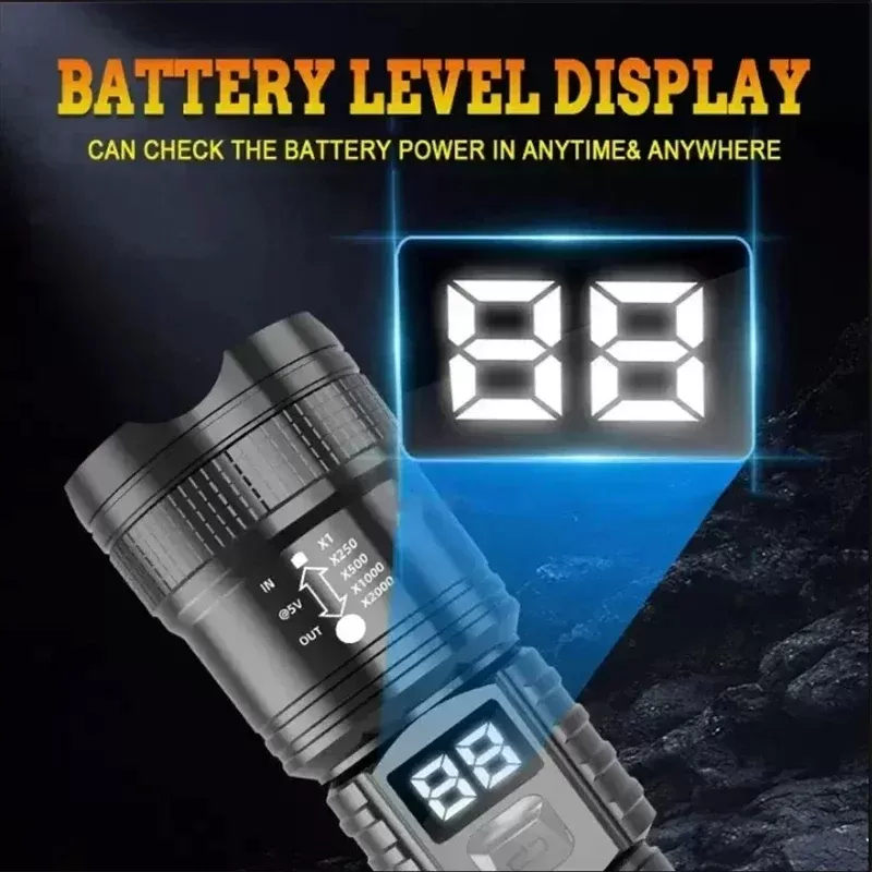 פנס LED נטען 100000LM עמיד במים - תמונה 2