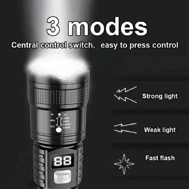 פנס LED נטען 100000LM עמיד במים - תמונה 3