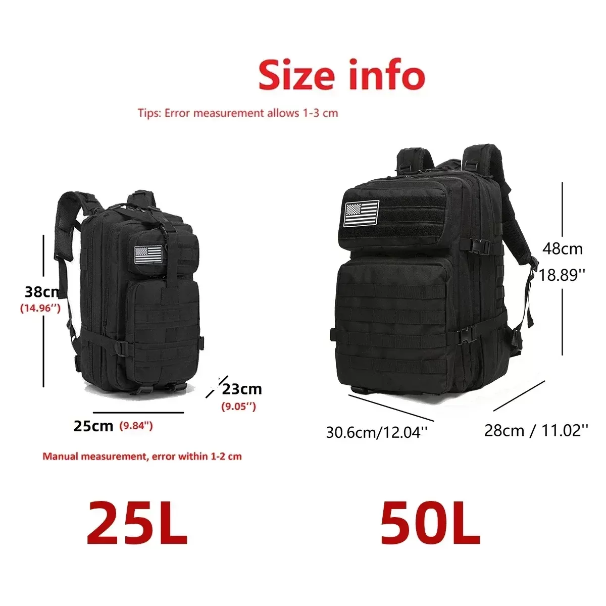 תיק גב טקטי 25L/50L - נוחות ואיכות - תמונה 2