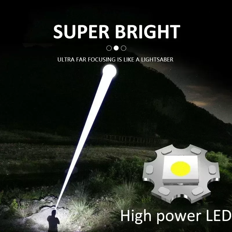 פנס LED עוצמתי 900000LM עם טעינה Type-C - תמונה 3
