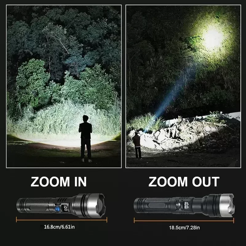 פנס LED עוצמתי 900000LM עם טעינה Type-C - תמונה 4