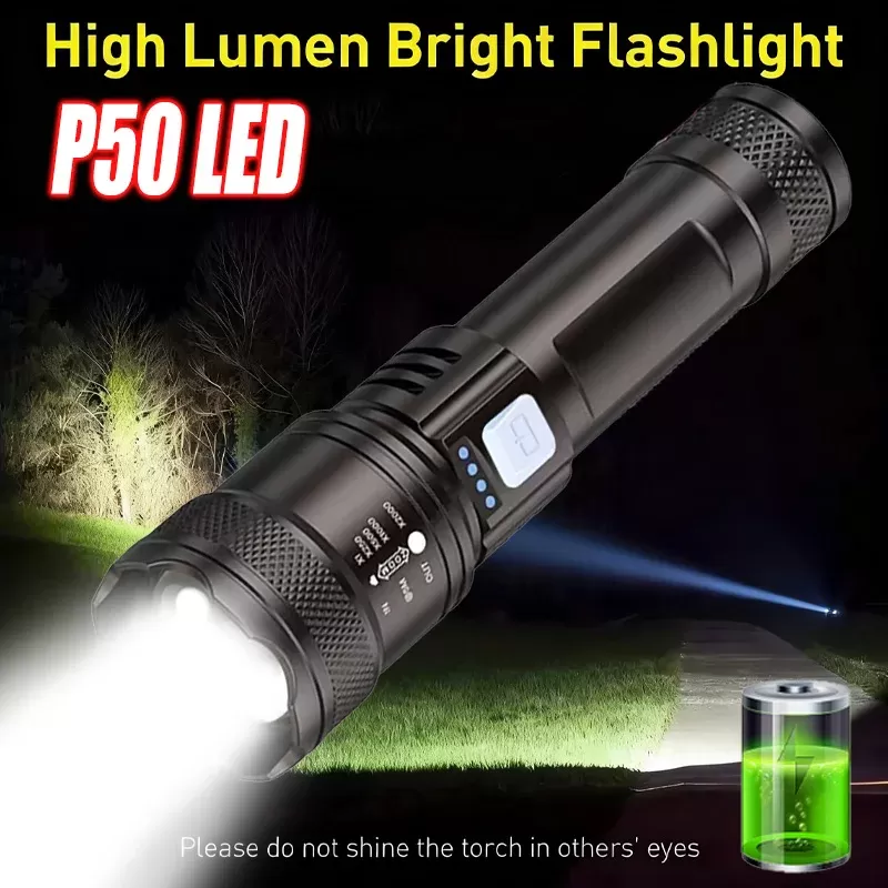פנס LED עוצמתי נטען USB