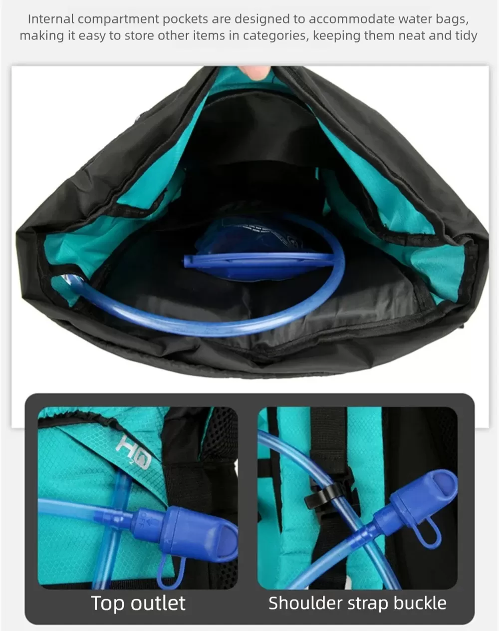 תרמיל טיולים 60L עם כיס לשקית שתייה - תמונה 3