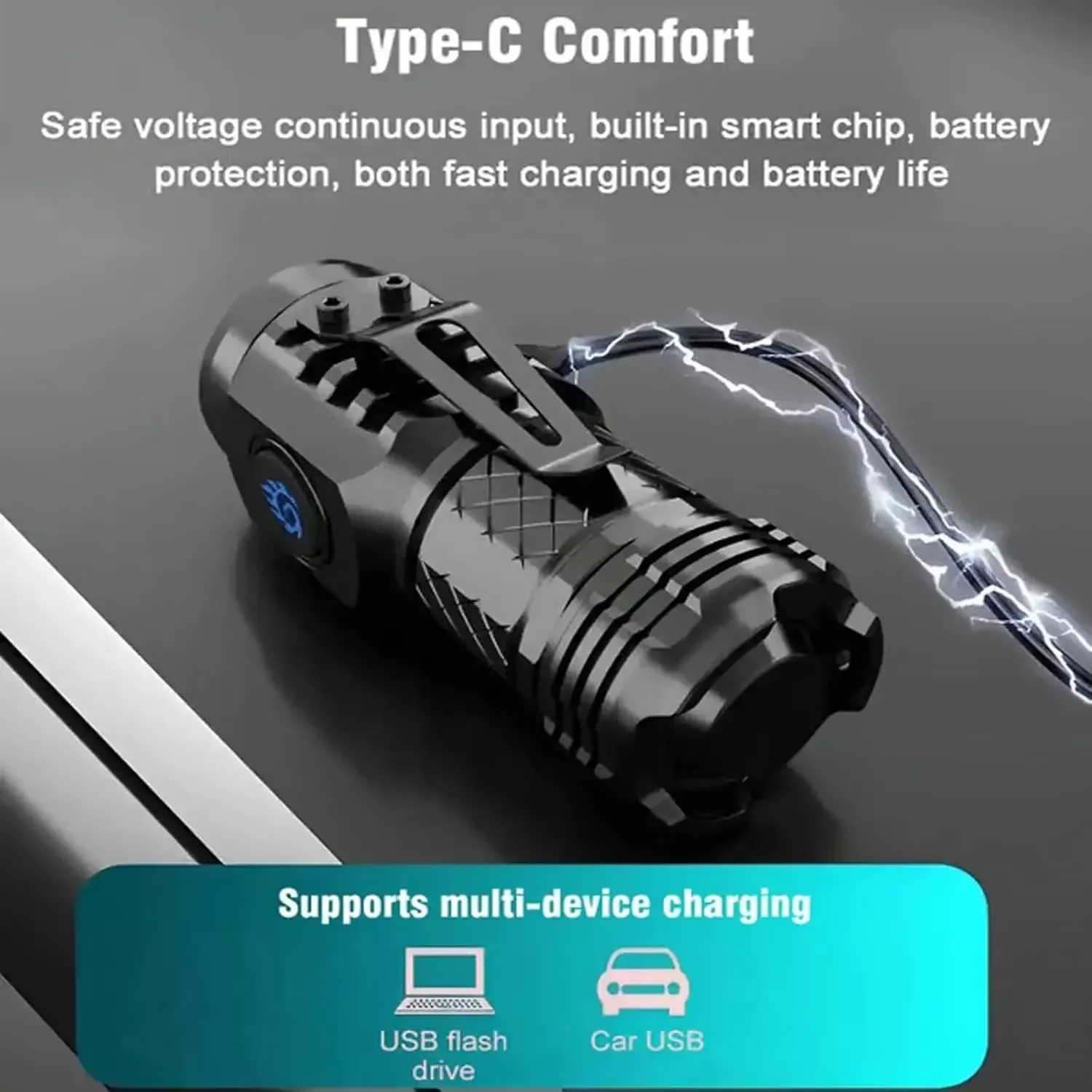פנס יד עוצמתי לטעינה USB-C - תמונה 3